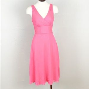 J. Crew Pink Silk V-Neck Knee Length Sophia Dress
